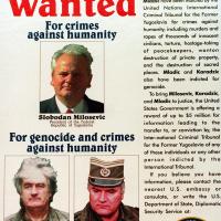 Plakat med efterlysning af Milosevic, Karadzic og Mladic