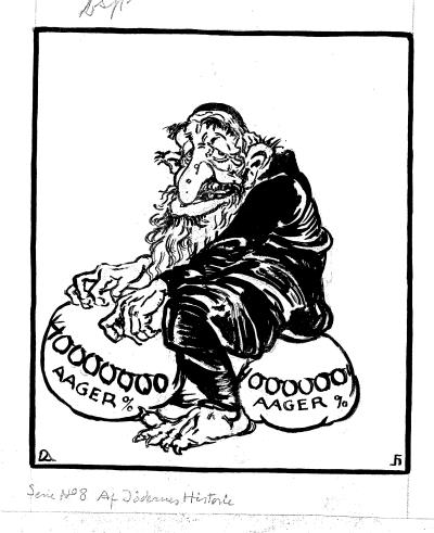 Karikaturtegning fra 1942 fra det danske antisemitiske blad Kamptegnet.
