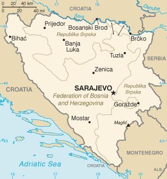 Kort over Bosnien