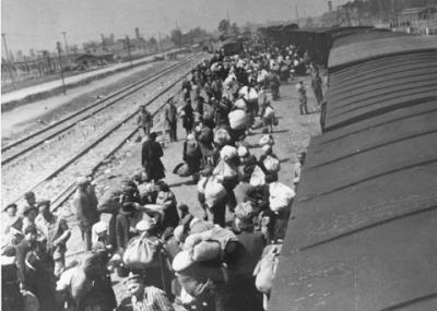 Jøder samles på rampen i Auschwitz ©USHMM