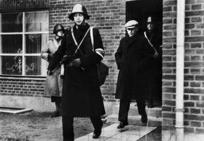 Den tidligere leder af Schalburgkorpset og Frikorps Danmark K.B. Martinsen arresteres i Roskilde den 5. maj 1945 © Frihedsmuseet