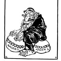 Karikaturtegning fra 1942 fra det danske antisemitiske blad Kamptegnet.