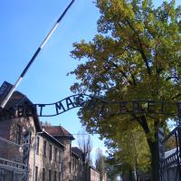 Den berømte indgangsport til Auschwitz med udsagnet "Arbeit macht frei" © Natalia Anna Suchcicka